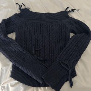 H&M Navy Off-the-Shoulder Sweater